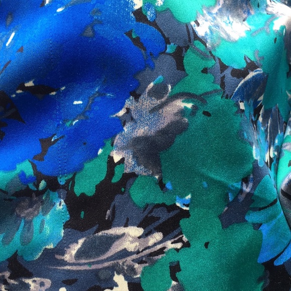 Silky Royal Blue Floral Spaghetti Strap Tank - Picture 5 of 5